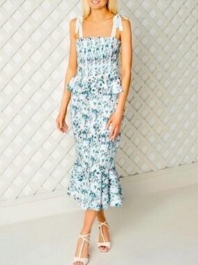 ANTONIO MELANI Born on Fifth Pippa Rose Floral Print Peplum Midi Dress NWT